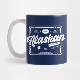 Authentic Alaskan Cool and Fun Alaska Resident White Stamp Vintage Print Mug